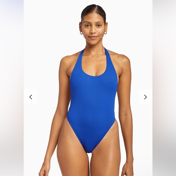 NWT Vitamin A Alia One Piece Swimsuit Cheeky Halter Blue 10 Large - Picture 2 of 11